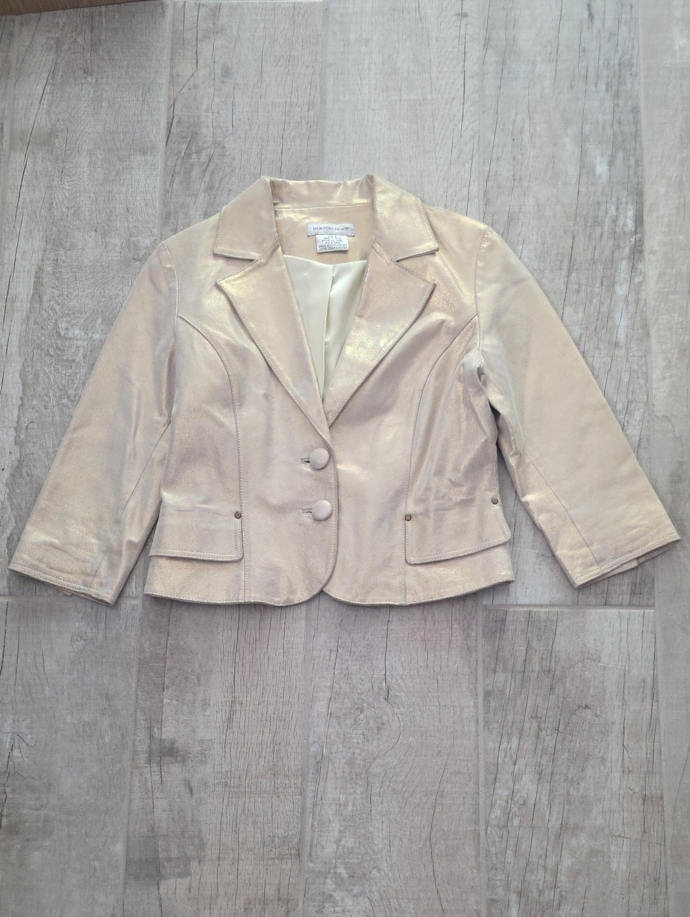Newport News Metallic Gold  3/4 Sleeves Blazer